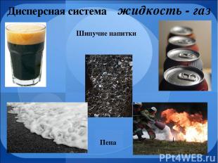 Дисперсная система жидкость - газ Пена Шипучие напитки