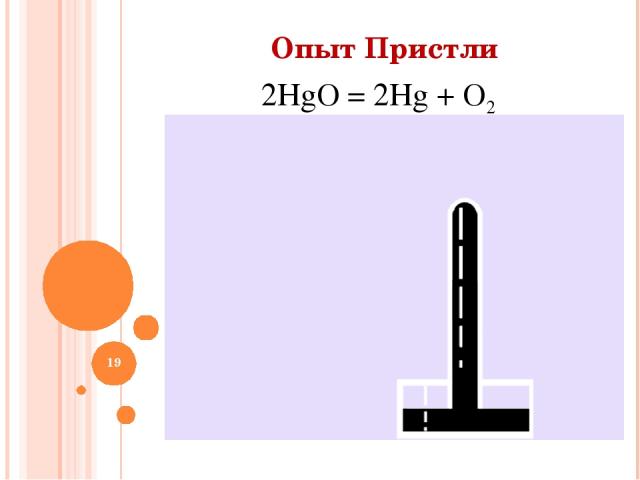 * Опыт Пристли 2HgO = 2Hg + O2 Андреева/Презентация к уроку Получение кислорода