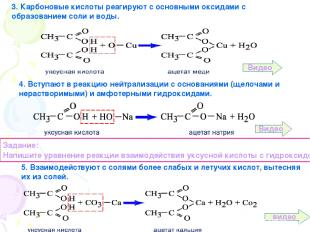 3. Карбоновые кислоты реагируют с основными оксидами с образованием соли и воды.