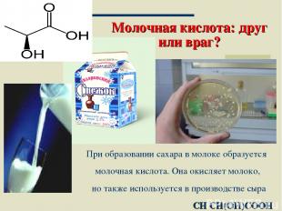 Москва 2002 * Молочная кислота: друг или враг? При образовании сахара в молоке о