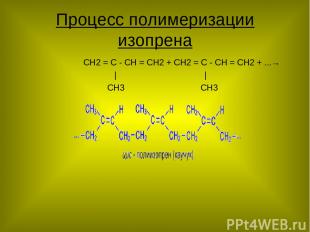 Процесс полимеризации изопрена CH2 = C - CH = CH2 + CH2 = C - CH = CH2 + ...→ |