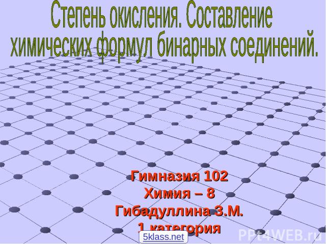 Гимназия 102 Химия – 8 Гибадуллина З.М. 1 категория 5klass.net