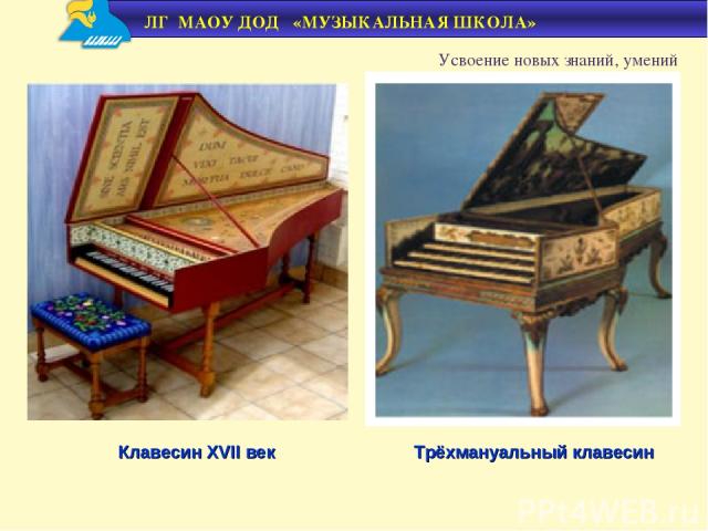 Усвоение новых знаний, умений Трёхмануальный клавесин Клавесин XVII век