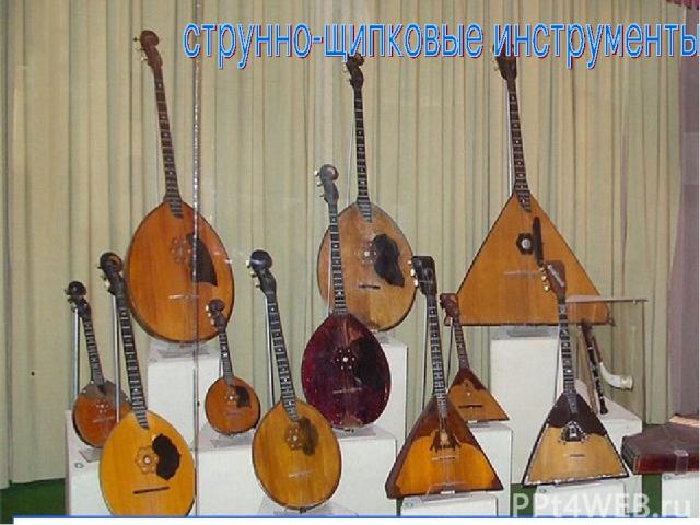 Народные инструменты в фольклоре используются обычно в быту пастухов или для некоторых видов танцев и песен. Наиболее распространены: струнные инструменты (гудок, гусли), духовые инструменты (дудка, жалейка/рожок, кувиклы (флейта Пана).