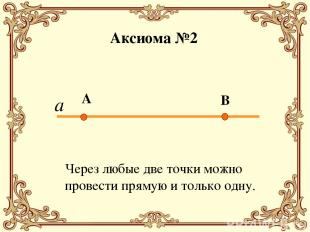 Через любые две точки можно провести прямую и только одну. Аксиома №2 а А В