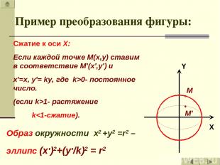 Пример преобразования фигуры: Сжатие к оси X: Если каждой точке М(x,y) ставим в
