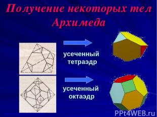 Получение некоторых тел Архимеда усеченный тетраэдр усеченный октаэдр