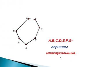 A C F G B A,B,C,D,E,F,G- многоугольника. . D E вершины