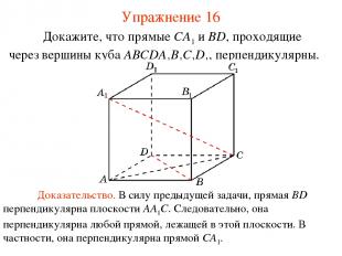 Докажите, что прямые CA1 и BD, проходящие через вершины куба ABCDA1B1C1D1, перпе