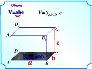 a c V=abc SABCD=ab b Объем А В С D А1 D1 С1 В1