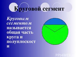 Круговой сегмент Круговым сегментом называется общая часть круга и полуплоскости