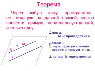 Теорема Через любую точку пространства, не лежащую на данной прямой, можно прове