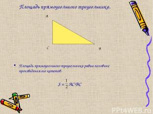 Площадь прямоугольного треугольника. Площадь прямоугольного треугольника равна п