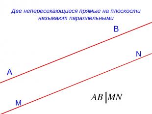 Две непересекающиеся прямые на плоскости называют параллельными M B A N