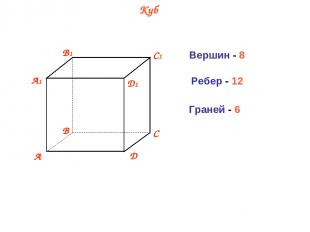 Куб Вершин - 8 Ребер - 12 Граней - 6