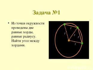 Задача №1 Из точки окружности проведены две равные хорды, равные радиусу. Найти