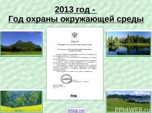 2013 год - Год охраны окружающей среды 900igr.net