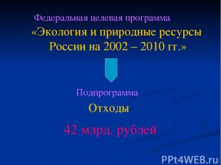 Федеральная целевая программа «Экология и природные ресурсы России на 2002 – 201