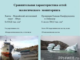 Сравнительная характеристика сетей экологического мониторинга Ханты – Мансийский