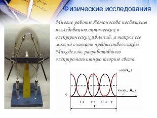 Физические исследования Многие работы Ломоносова посвящены исследованию оптическ