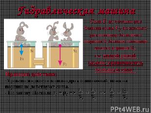 Гидравлическая машина Принцип действия: Уровень жидкости в цилиндрах одинаковый,