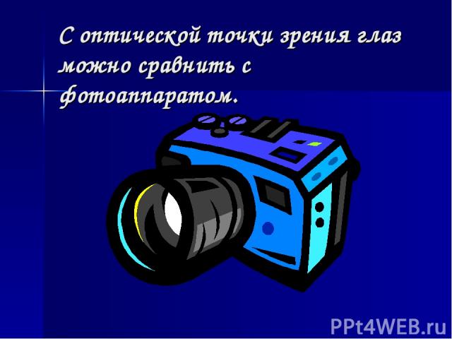С оптической точки зрения глаз можно сравнить с фотоаппаратом.