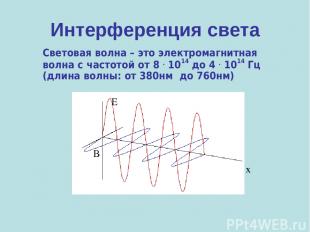 Интерференция света Световая волна – это электромагнитная волна с частотой от 8