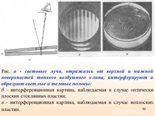 Рис. а - световые лучи, отражаясь от верхней и нижней поверхностей тонкого возду