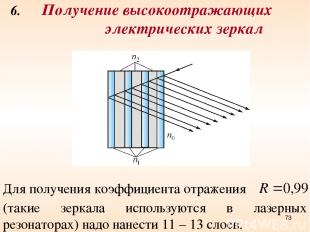 6. Получение высокоотражающих электрических зеркал Для получения коэффициента от