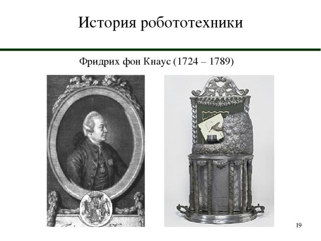 * История робототехники Фридрих фон Кнаус (1724 – 1789)