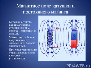 Магнитное поле катушки и постоянного магнита Катушка с током, как и магнитная ст