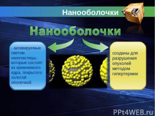 Нанооболочки - активируемые светом наночастицы, которые состоят из кремниевого я