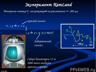 13 мая 2004 * С.П.Михеев Эксперимент KamLand Сфера диаметром 13 м 1000 тонн жидк