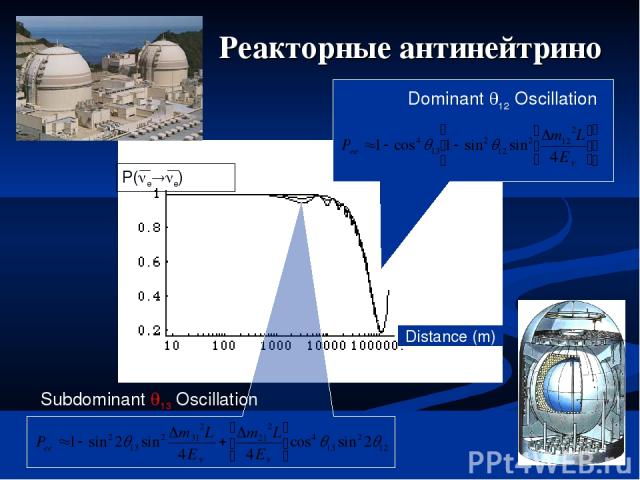 13 мая 2004 * С.П.Михеев Distance (m) P( e e) Dominant 12 Oscillation Subdominant 13 Oscillation Реакторные антинейтрино P( e e) С.П.Михеев