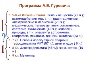 Программа А.Е. Гуревича 5-6 кл Физика и химия. Тело и вещество (22 ч.); взаимоде
