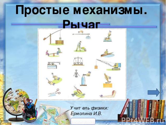 Простые механизмы. Рычаг Учитель физики: Ермолина И.В. 900igr.net