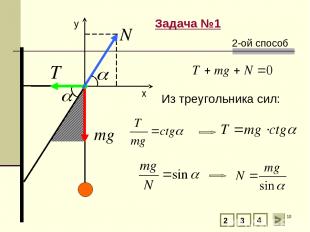 * Задача №1 2 3 4 Из треугольника сил: 2-ой способ y х