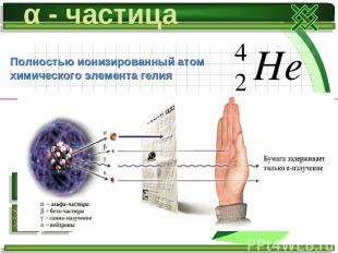α - частица Полностью ионизированный атом химического элемента гелия