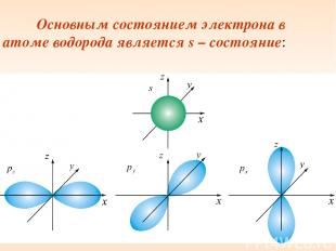 Основным состоянием электрона в атоме водорода является s – состояние: