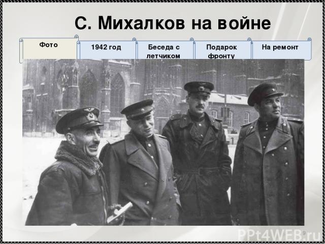 * На ремонт Подарок фронту С. Михалков на войне Беседа с летчиком Фото 1942 год