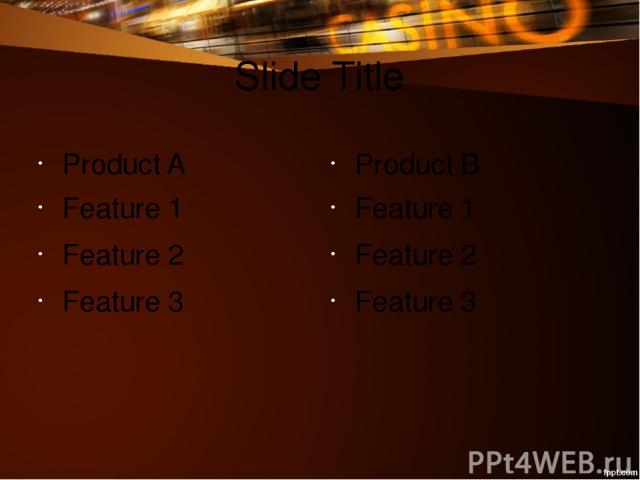 Slide Title Product A Feature 1 Feature 2 Feature 3 Product B Feature 1 Feature 2 Feature 3