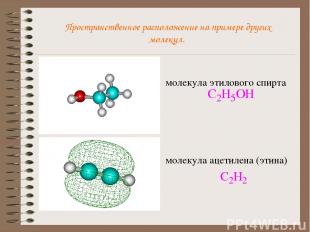 Пространственное расположение на примере других молекул. молекула этилового спир