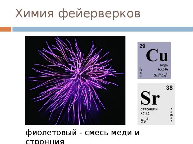 Химия фейерверков фиолетовый - смесь меди и стронция