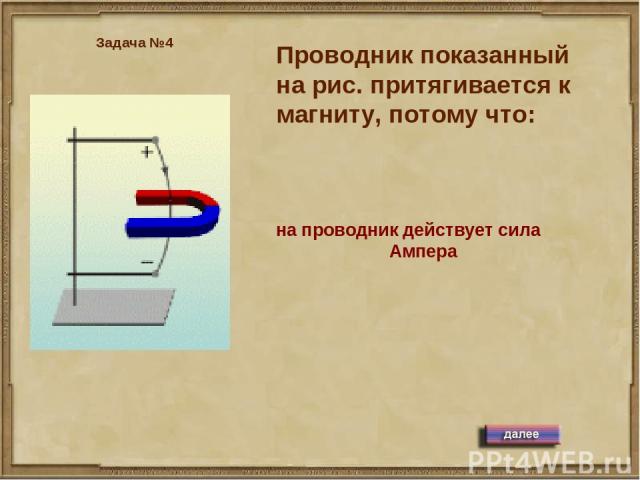 Проводник показанный на рис. притягивается к магниту, потому что: Задача №4 на проводник действует сила Ампера