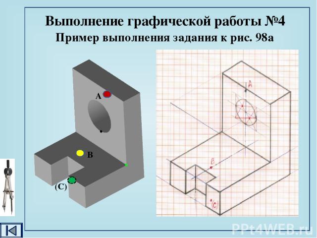 Деталь точка. Аксонометрическая проекция рис. 98 а. Чертежи и аксонометрические проекции предметов. Задание к графической работе. Графическая работа 4 чертежи и аксонометрические проекции предметов.