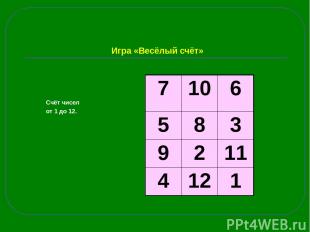 Игра «Весёлый счёт» Счёт чисел от 1 до 12.