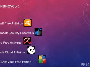 Антивирусы: Avast! Free Antivirus Microsoft Security Essentials Avira Free Antiv