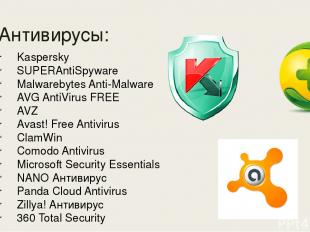 Антивирусы: Kaspersky SUPERAntiSpyware Malwarebytes Anti-Malware AVG AntiVirus F
