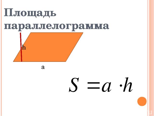Площадь параллелограмма а h