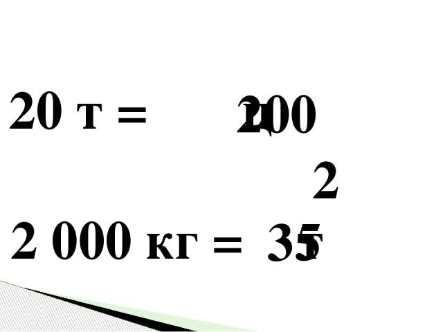20 т = ц 2 000 кг = т 350 ц = т 200 2 35